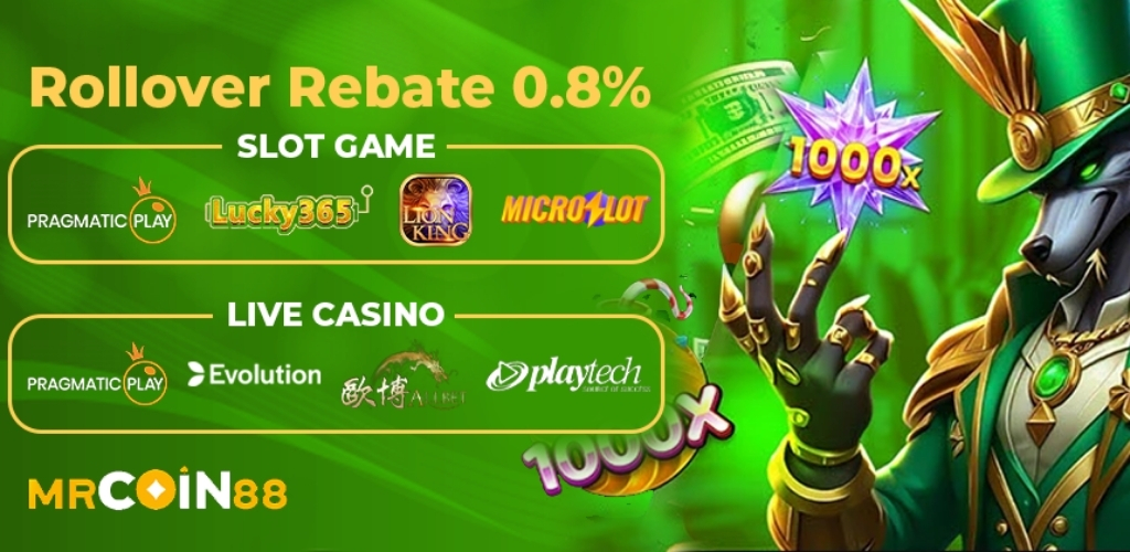 MrCoin88 Rollover Rebate 0.8% for Casino Games